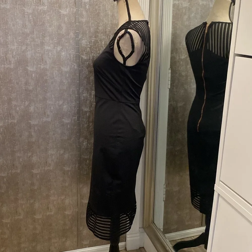 Ted Baker Black Sheath Midi Dress Mock Neck Sleeveless, S - Picture 8 of 12